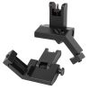 45 Degree Offset Rear Front Flip Up Sights Fiber Optics Aluminum Sights Tactical Folding Back Up Sight Set with Red Green Dots Fit Picatinny Weaver Ra