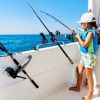 Boat Fishing Pole Rod Holder 360° Rotatable Kayak Side Rail Mount Adjustable Folding Rod Holder w/ Large Clamp