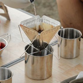 1pc Portable Coffee Drip Rack; Foldable Reinforced Stainless Steel Coffee Filter Rack; Portable Funnel Filter Cup; Coffee Stove