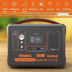Portable Power Station 110V/600W 568Wh Lithium Battery Pure Sine Wave AC Outlet DC USB Solar Generator Supply