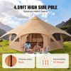 VEVOR Canvas Tent, 4 Seasons 5 m/16.4 ft Bell Tent, Canvas Tent for Camping with Stove Jack, Breathable Yurt Tent for up to 8 People,