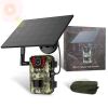 4G 4K 30FPS Solar Trail Camera Outdoor Wildlife Camera Motion Activated IP66 Waterproof with 140ºViewing Angle No Glow Night Vision SIM Card APP Contr