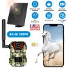 4G 4K 30FPS Solar Trail Camera Outdoor Wildlife Camera Motion Activated IP66 Waterproof with 140ºViewing Angle No Glow Night Vision SIM Card APP Contr