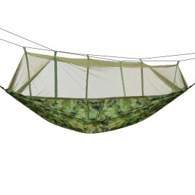 600lbs Load 2 Persons Hammock w/Mosquito Net Outdoor Hiking Camping Hommock Portable Nylon Swing Hanging Bed w/ Strap Hook Carry Bag (Color: Camo)