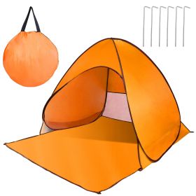 Pop Up Beach Tent Sun Shade Shelter Anti-UV Automatic Waterproof Tent Canopy for 2/3 Man w/ Net Window Storage Bag for Outdoor Beach Camping Fishing P (Color: orange)