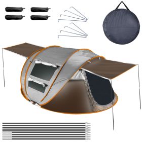5-8 Person Pop Up Tent Automatic Setup Camping Tent Waterproof Instant Setup Tent with 4 Tent Poles 2 Mosquito Net Windows Carrying Bag for Hiking Cli (Color: Pro_Khaki, size: 5_8Person)