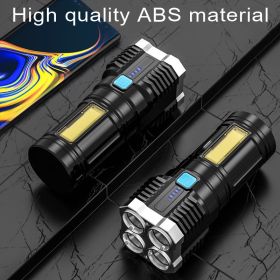 Multi-function LED Display Flashlight; 4-Mode Brightness Adjustment For Outdoor Emergency Use (Color: black)