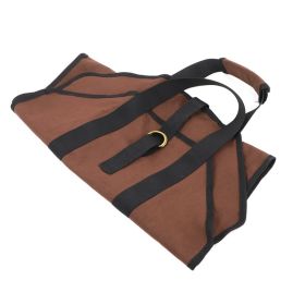 1pc Outdoor Firewood Storage Bag; Portable Canvas Firewood Kit For Outdoor Camping (Color: Brown)