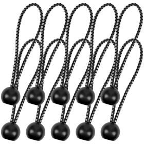 Bungee Ropes With Ball; 10pcs Black Bungee Ropes Set; Heavy Duty Tent Rubber Tensioner; Elastic Rope (Heavy Weight: 10pcs)