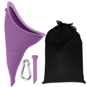 Portable Silicone Urinal For Women; Reusable; Dewable; Emergency Urinal In Car; Emergency Urinal With Hook And Catheter (Color: PURPLE)