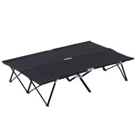 Outsunny 2 Person Folding Camping Cot for Adults, 50" Extra Wide Outdoor Portable Sleeping Cot with Carry Bag, Elevated Camping Bed, Beach Hiking (Color: default)