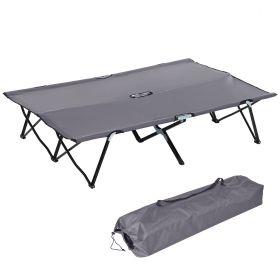 Outsunny 2 Person Folding Camping Cot for Adults, 50" Extra Wide Outdoor Portable Sleeping Cot with Carry Bag, Beach Hiking (Color: default)