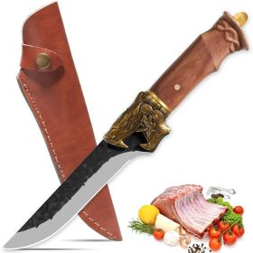 Qulajoy Boning Knife - Hand Forged Camping Knife 7Cr17MOV Blade - Dragon Head Handle & Leather Sheath - Unique Dragon Style - Viking Knife (size: Boning_Knife)
