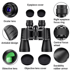 180x100 High Power mil. binocs Day Night Vision Compact wtrprf binocs For Bird Watching hntg Travel Football Games Stargazing w/ Carrying Case & Strap (Color: black)