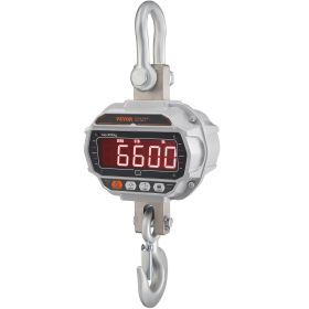 VEVOR Digital Crane Scale, 6600 lbs/3000 kg, Industrial Heavy Duty Hanging Scale w/ Remote Control, Cast Aluminum Case & LED Screen, High Precision (Maximum Weight Capacity: 6600_lbs)