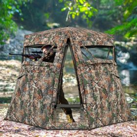 360 degree One Way See Through Ground Hunting Blind for Deer and Turkey Hunting (Color: Camouflage)