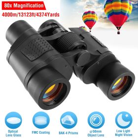 Portable HD Binoculars with FMC Lens Low Light Night Vision Telescope for Bird Watching Hunting Sports Events Concerts Adventure w/ Shoulder Strap Bag (Color: black)