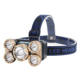 Rechargeable Headlamp for Camping Cycling Hiking Hunting (Type: Headlamp, Color: Gold_&_Blue)