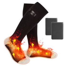 Electric Heated Socks for Men Women Battery Powered Heated Socks Rechargeable Feet Warmer with 4 Temperature Levels Indoor Outdoor Machine Washable (Color: black)
