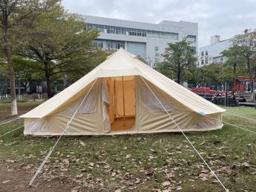 SAM&HAIBEI 6 Persons Canvas Tent Bell Tent Glamping,4 Seasons Yurt Tent for Camping, Heavy Cotton Canvas Tent for Camping,Hunting (Color: as_Pic)