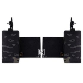 KRYDEX Tactical Mag Holder Radio Pouch with Hook and Loop Cummerbund Side Magazine Holster for Hunting MK3 MK4 Chest Rig Vest (Color: MCBK)