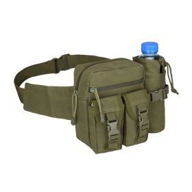 Tactical Waist Bag Denim Waistbag With Water Bottle Holder For Outdoor Traveling Camping Hunting Cycling (Color: Army_Green)