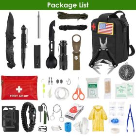 47 in 1 Survival Kits, Gifts for Men, Professional Survival Gear First Aid Supplies for SOS Hiking Hunting Camping (Color: as_picture)