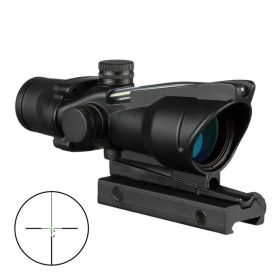 4X32 Hunting Riflescope Real Fiber Optics Grenn Red Dot Illuminated Etched Reticle Tactical Optical Sight (Color: green cross)