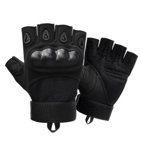 Half Finger Men's Gloves Outdoor Military Tactical Gloves Sports Shooting Hunting Airsoft Motorcycle Cycling Gloves (Color: black, size: L)