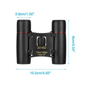 binocs 30x60 Zoom Travel Compact Folding Telescope hntg Day Night outdr Small Pocket binocs Compact Adults, Mini Kids binocs Boys For Bird Watching (Default: Default)