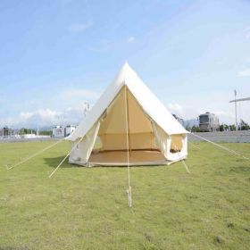 Canvas Tent Bell Tent Glamping, 4 Seasons Yurt Tent for Camping, 4M/5M Cotton Canvas Tent for Family Camping, outdr hntg, or Party (13ft-16.5ft) (Color: as_picture)