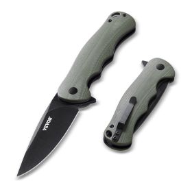 Folding Pocket Knife 3.5 in/8.8 cm D2 Steel Blade G10 Handle Pocket Clip (Default: Default)