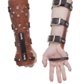Leather Arm Guard Medieval Vintage Adjustable Forearm Guard Hand Protector Brace Youth Forearm Hand Guards Gear For Bow Hunting (Default: Default)