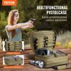 VEVOR Range Bag for 2 Pistols Tactical Gun Bag 2 Built-in Pistol Bags Brown, Range Bag for Handguns Gun Case Bag w/ Lockable Zipper for Shooting Range