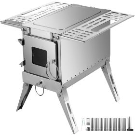 VEVOR Tent Wood Stove,outdr Camping Wood Burning Stove SS w/ Folding Pipe,Portable Wood Stove 90.6'' Height Wood Tent Stove For Camping (Chimney Height (Excluding Furnace Body): 91 inch, material: Stainless_Steel)