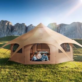 VEVOR Canvas Tent, 4 Seasons 5 m/16.4 ft Bell Tent, Canvas Tent for Camping w/ Stove Jack, Breathable Yurt Tent for up to 8 People, Family Camping out (Diameter: 5 m, Tent Type: Circus_Tent)