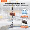 VEVOR Digital Crane Scale, 2200 lbs/1000 kg, Industrial Heavy Duty Hanging Scale w/ Remote Control, Cast Aluminum Case & LED Screen, High Precision