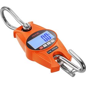 VEVOR Digital Crane Scale, 660 lbs/300 kg, Industrial Heavy Duty Hanging Scale w/ Cast Aluminum Case & LCD Screen, Handheld Mini Crane w/ Hooks (Maximum Weight Capacity: 660_lbs)