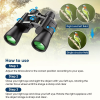 180x100 High Power mil. binocs Day Night Vision Compact wtrprf binocs For Bird Watching hntg Travel Football Games Stargazing w/ Carrying Case & Strap