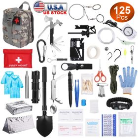 125 in 1 Survival Kits, Gifts for Men, Professional Survival Gear First Aid Supplies for SOS Hiking Hunting Camping (Color: as_picture)