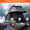 Adventurer Pro Rooftop Tent Hard Shell w/ USB Outlet, Side Awning, Replaceable Rain Fly&Luggage Racks for 4 Season Camping, Aluminum Pop Up 2-3 Person