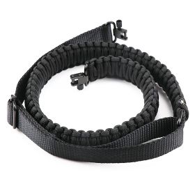 Tactical Paracord Sling Adjustable Paracord Strap Gun Belt Rifle Gun Sling w/ Dual Point 360 Degree Swivel Rotating Latches (Color: black)