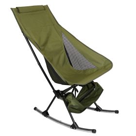 Portable Camping Rocking Chair 198LBS Weight Capacity Included Carry Bag High Back Rocker Chair For Patio Fishing Beach Lawn Travel (Color: green)