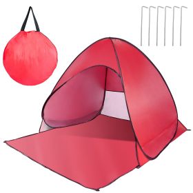 Pop Up Beach Tent Sun Shade Shelter Anti-UV Automatic Waterproof Tent Canopy for 2/3 Man w/ Net Window Storage Bag for Outdoor Beach Camping Fishing P (Color: Red)